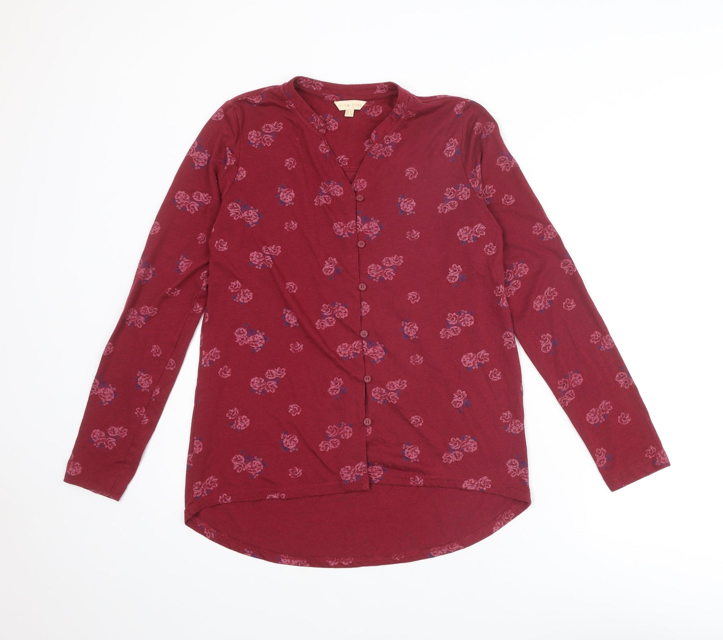 Womens UK Size 8 Plum Tree Red Basic Button-Up
