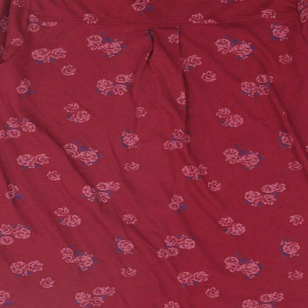 Womens UK Size 8 Plum Tree Red Basic Button-Up