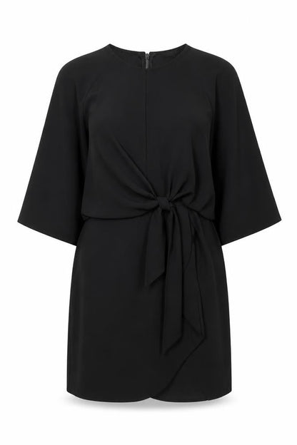Topshop Womens Black Polyester A-Line Size 12 Round Neck Zip