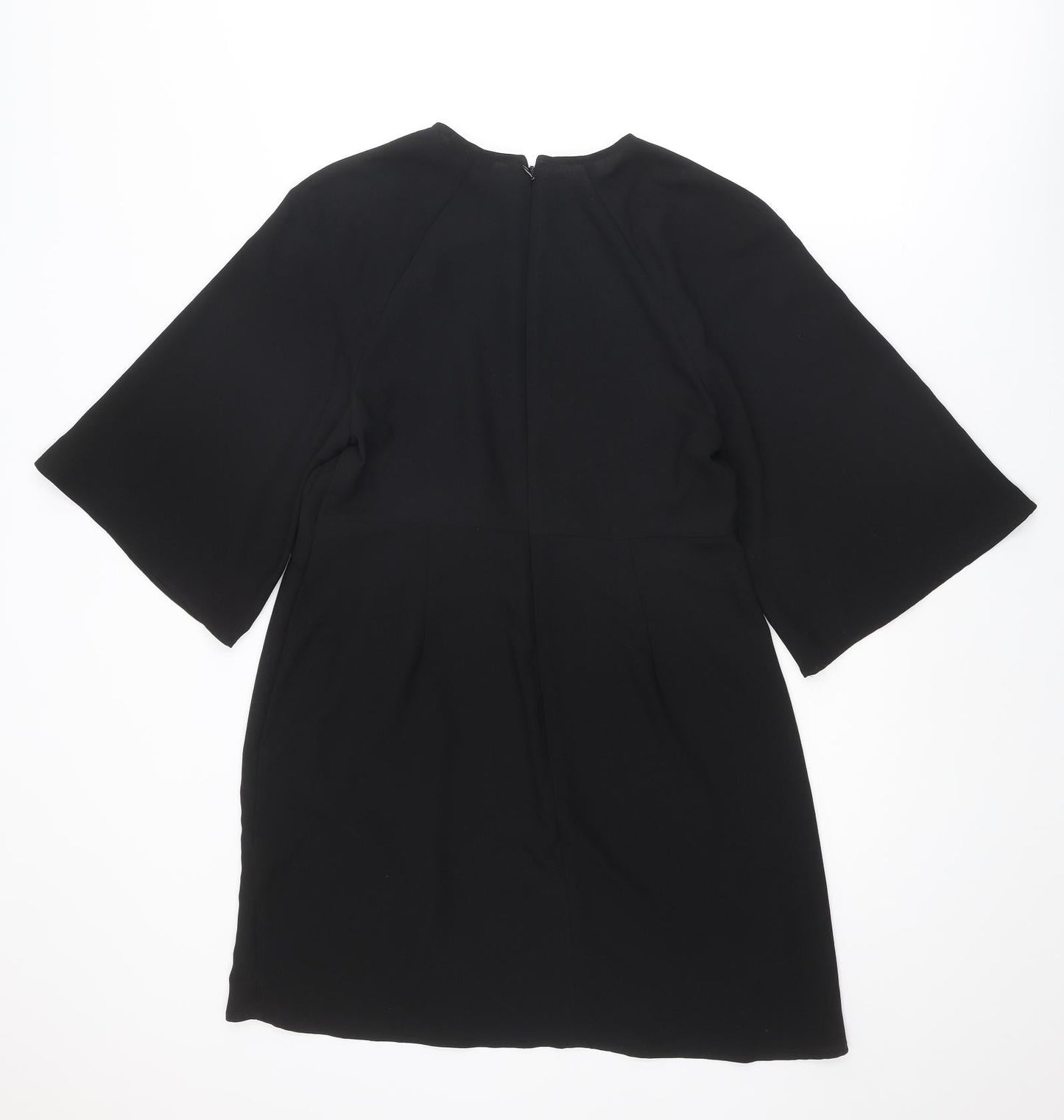 Topshop Womens Black Polyester A-Line Size 12 Round Neck Zip
