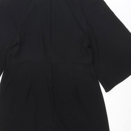Topshop Womens Black Polyester A-Line Size 12 Round Neck Zip