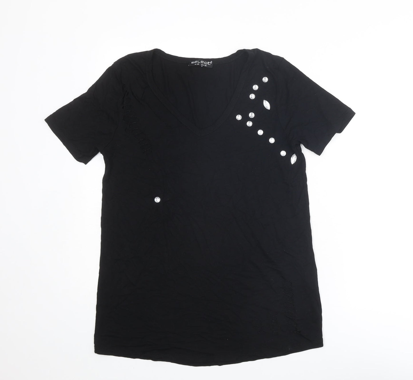 Womens UK Size 10 Select Black Basic T-Shirt