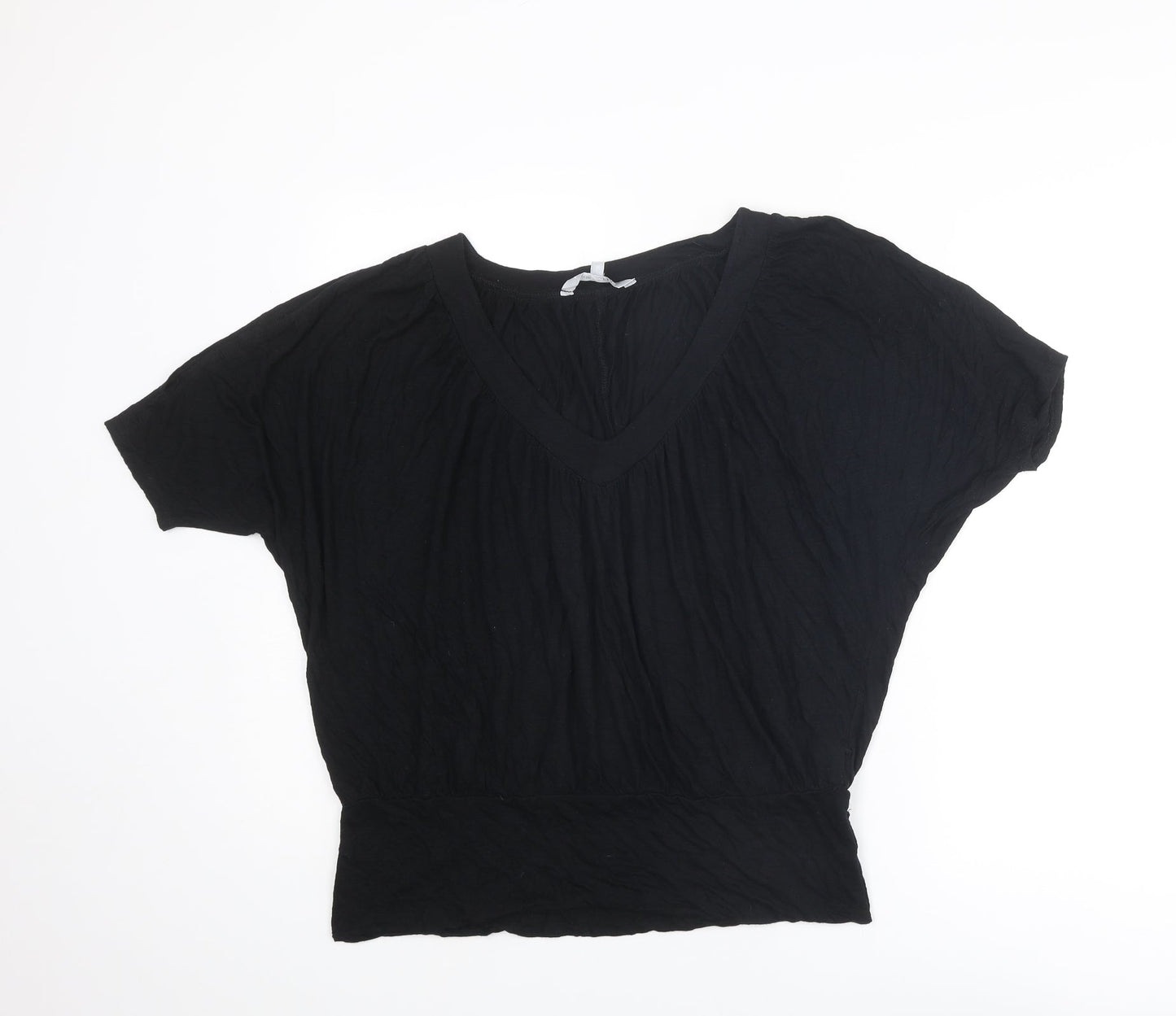 Womens UK Size 16 Red Herring Black Basic T-Shirt
