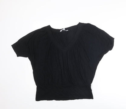 Womens UK Size 16 Red Herring Black Basic T-Shirt