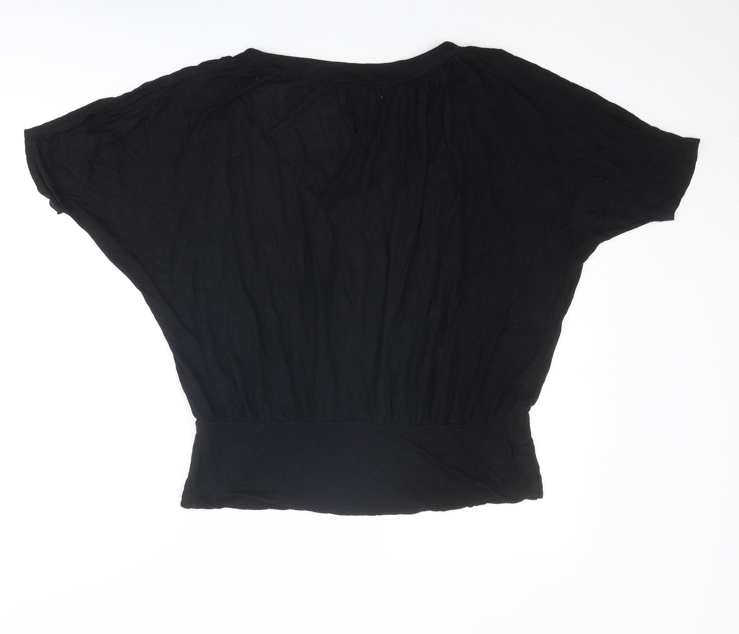 Womens UK Size 16 Red Herring Black Basic T-Shirt