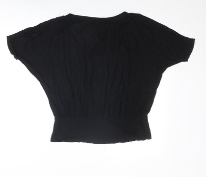 Womens UK Size 16 Red Herring Black Basic T-Shirt