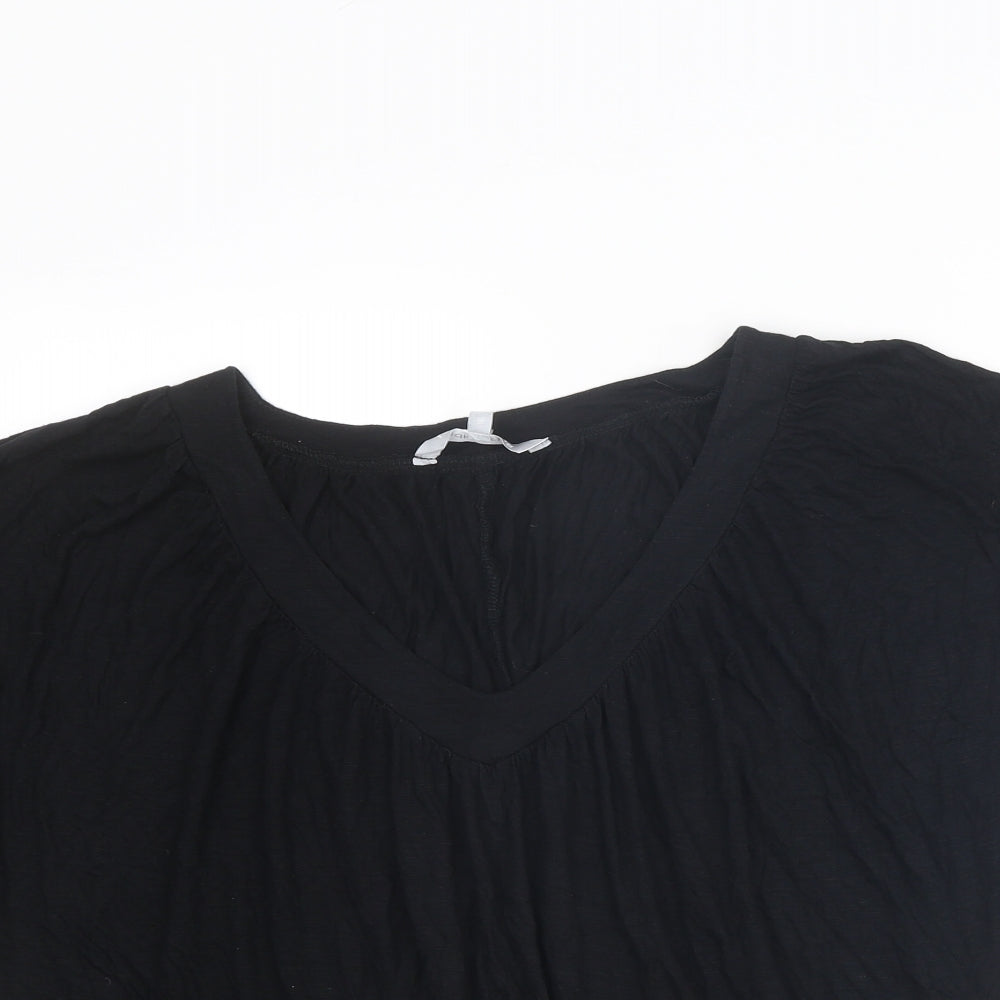 Womens UK Size 16 Red Herring Black Basic T-Shirt