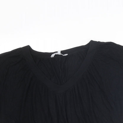 Womens UK Size 16 Red Herring Black Basic T-Shirt