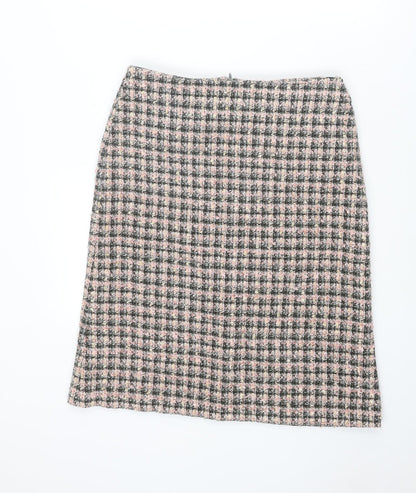 BHS Womens Multicoloured Geometric Acrylic A-Line Skirt Size 12 Zip