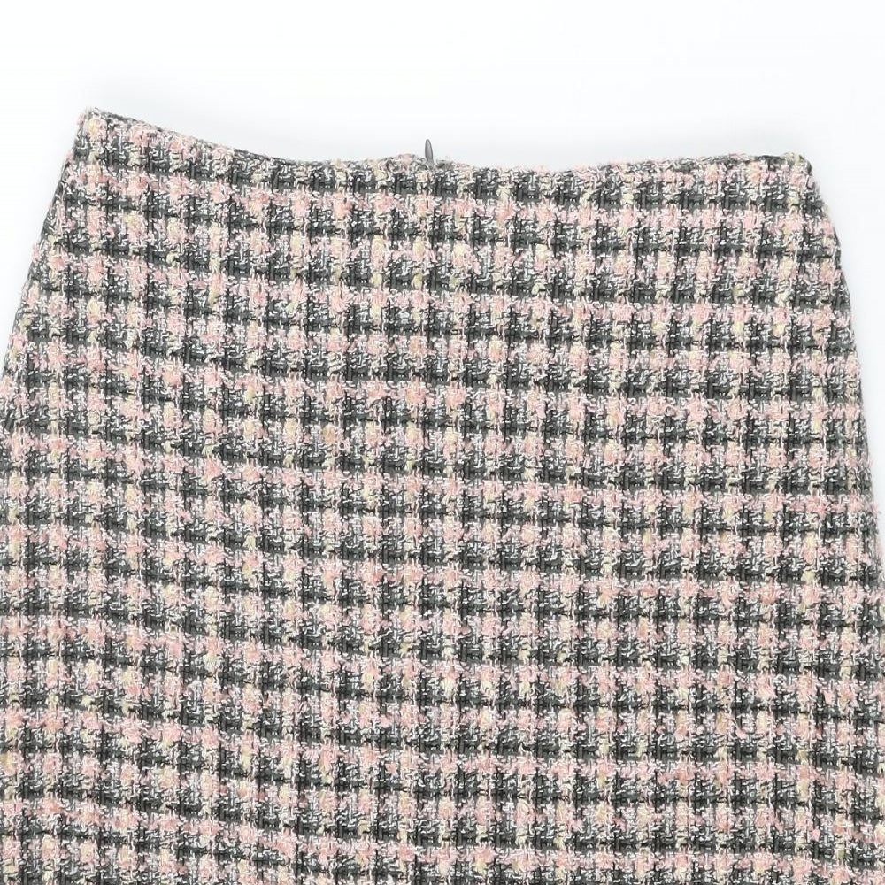 BHS Womens Multicoloured Geometric Acrylic A-Line Skirt Size 12 Zip