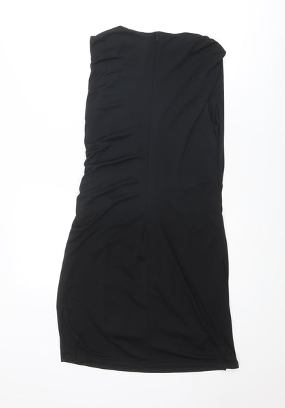 Zara Womens Black Polyester A-Line Size XL Boat Neck Zip