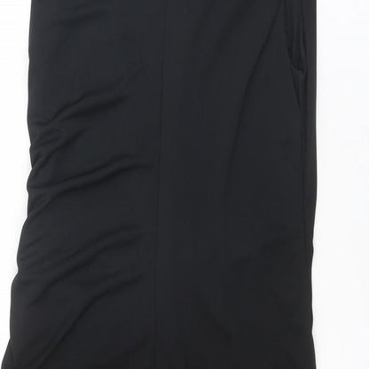 Zara Womens Black Polyester A-Line Size XL Boat Neck Zip