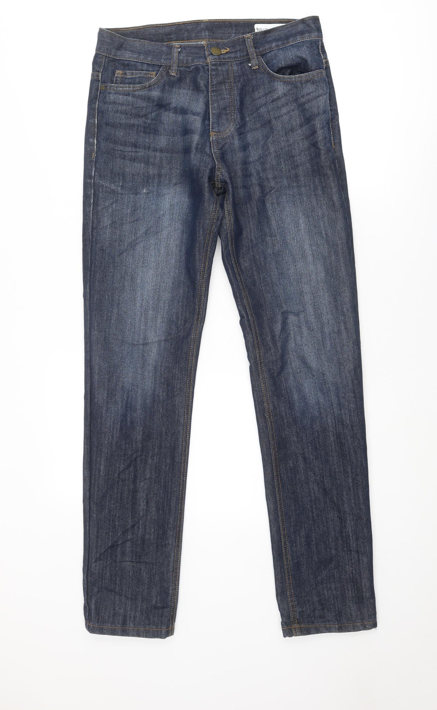 Denim & Co. Mens Blue Cotton Straight Jeans Size 30 in Regular Button