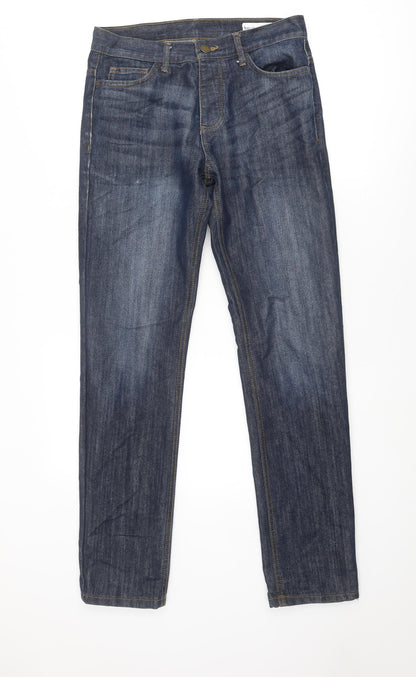 Denim & Co. Mens Blue Cotton Straight Jeans Size 30 in Regular Button