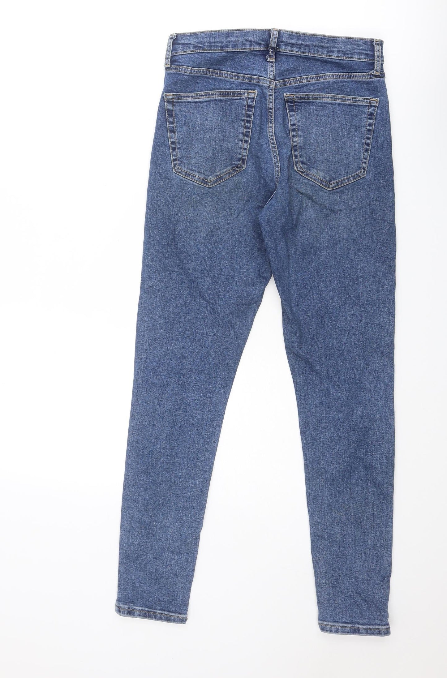 Topshop Womens Blue Cotton Skinny Jeans Size 28 in Regular Zip