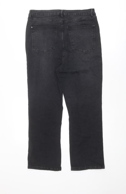 Urban Bliss Womens Black Cotton Straight Jeans Size 14 Regular Zip