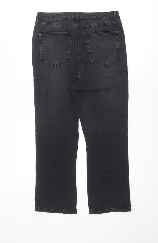 Urban Bliss Womens Black Cotton Straight Jeans Size 14 Regular Zip