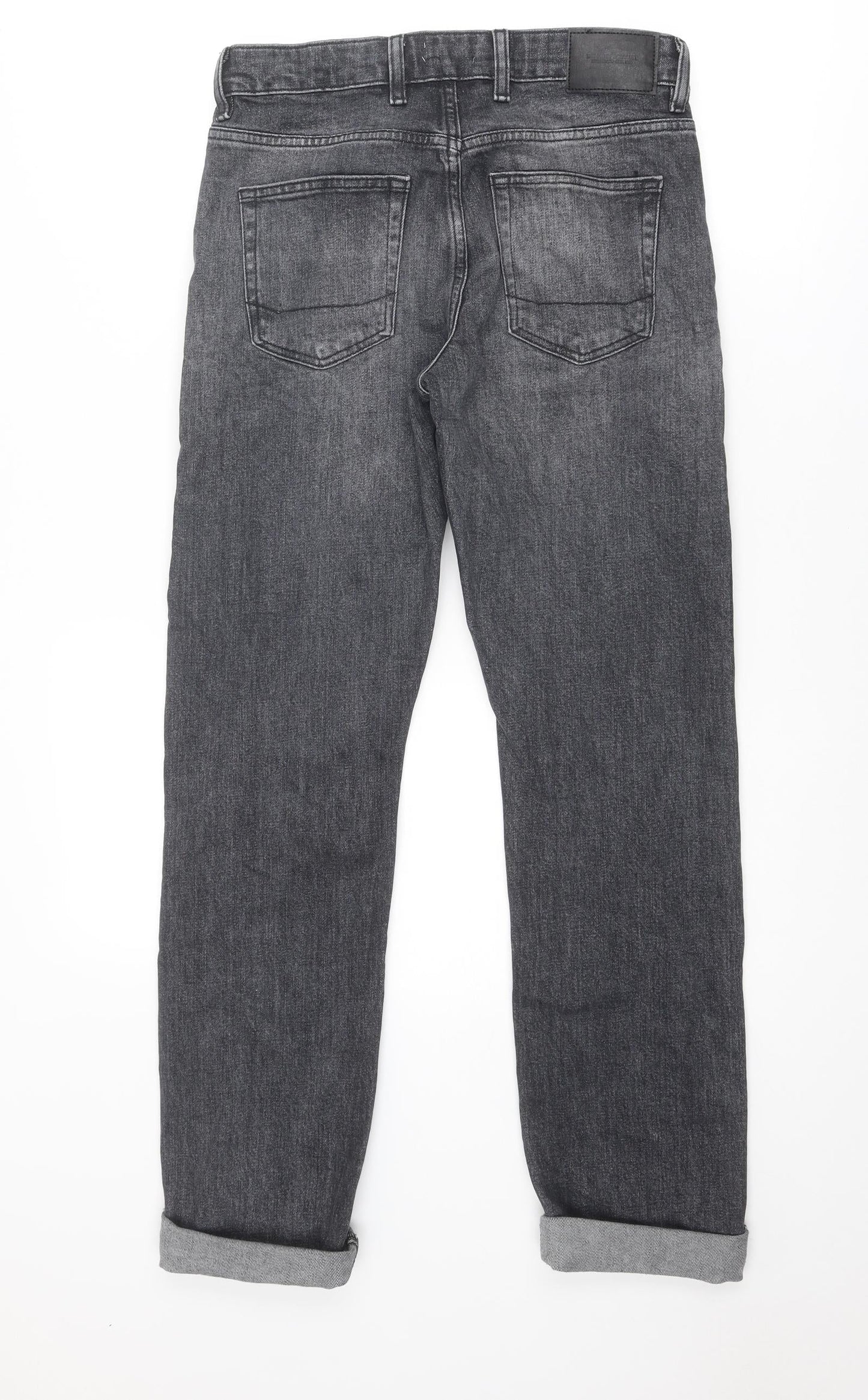 River Island Mens Grey Cotton Straight Jeans Size 26 in Slim Zip