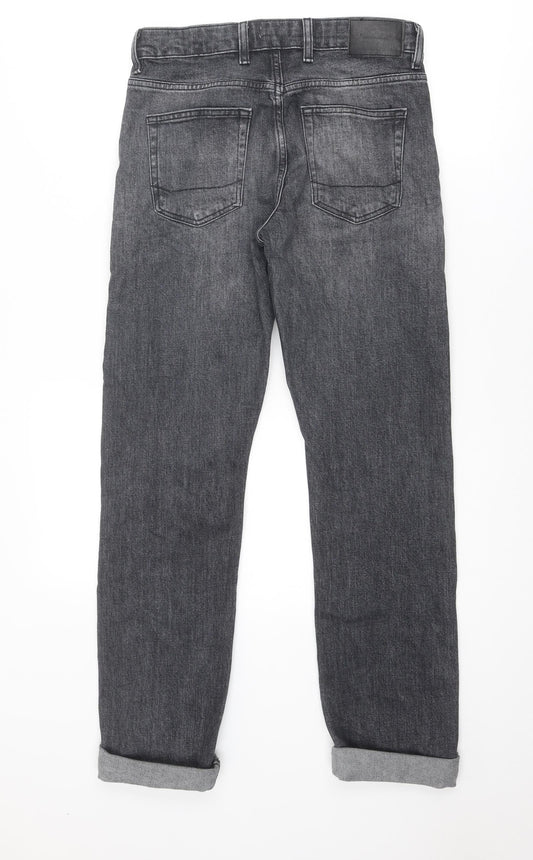 River Island Mens Grey Cotton Straight Jeans Size 26 in Slim Zip