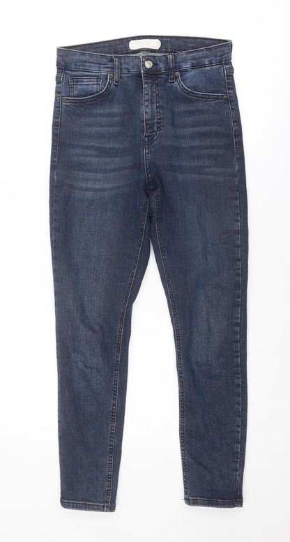 Topshop Womens Blue Cotton Skinny Jeans Size 28 in Regular Zip