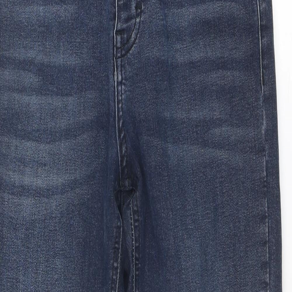 Topshop Womens Blue Cotton Skinny Jeans Size 28 in Regular Zip