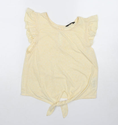 Womens UK Size 10 New Look Yellow Basic Tank