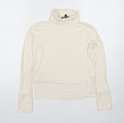 Marks and Spencer Womens Ivory Viscose Basic Blouse Size 8 Roll Neck