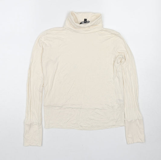Marks and Spencer Womens Ivory Viscose Basic Blouse Size 8 Roll Neck