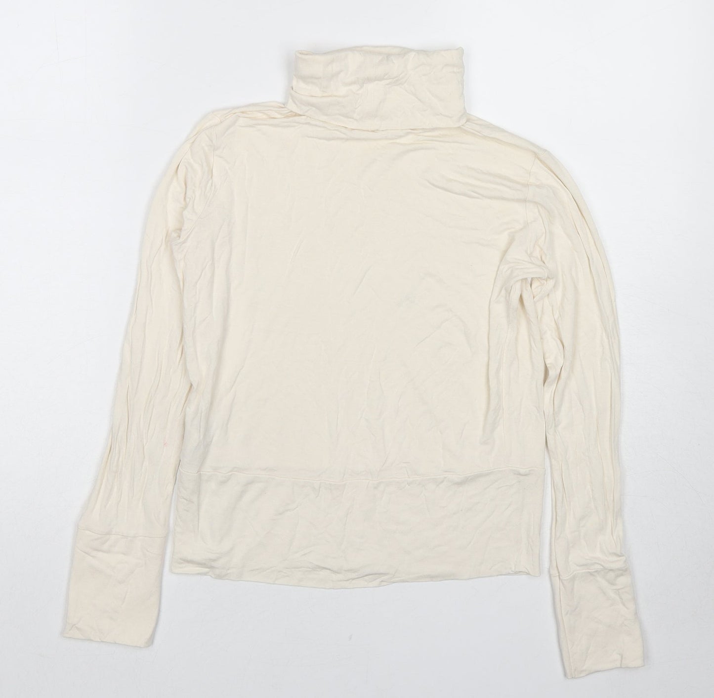 Marks and Spencer Womens Ivory Viscose Basic Blouse Size 8 Roll Neck