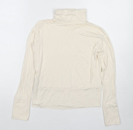 Marks and Spencer Womens Ivory Viscose Basic Blouse Size 8 Roll Neck