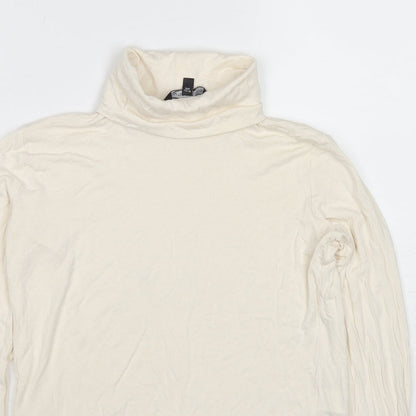 Marks and Spencer Womens Ivory Viscose Basic Blouse Size 8 Roll Neck