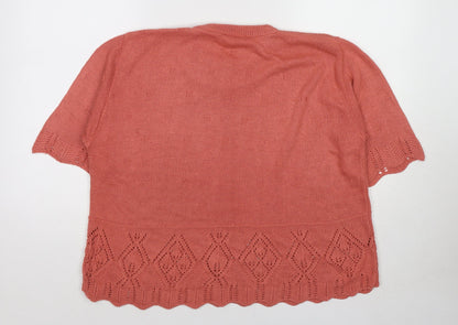 Made in England Womens Red Round Neck Acrylic Pullover Jumper Size M - Size M-L