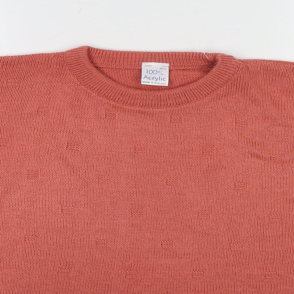 Made in England Womens Red Round Neck Acrylic Pullover Jumper Size M - Size M-L