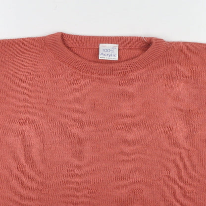Made in England Womens Red Round Neck Acrylic Pullover Jumper Size M - Size M-L