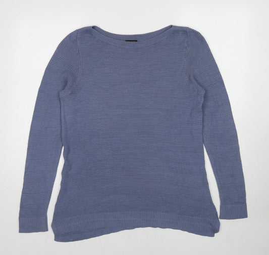 Ann Taylor Womens Blue Boat Neck Viscose Pullover Jumper Size XL