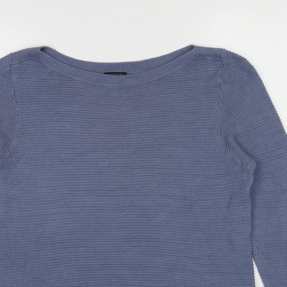 Ann Taylor Womens Blue Boat Neck Viscose Pullover Jumper Size XL