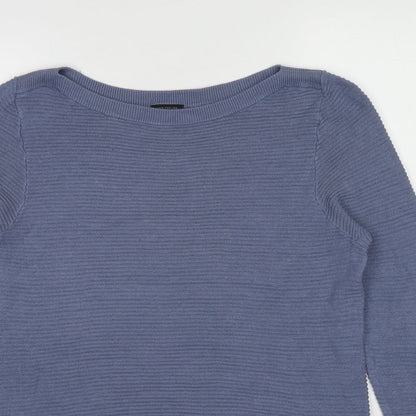 Ann Taylor Womens Blue Boat Neck Viscose Pullover Jumper Size XL