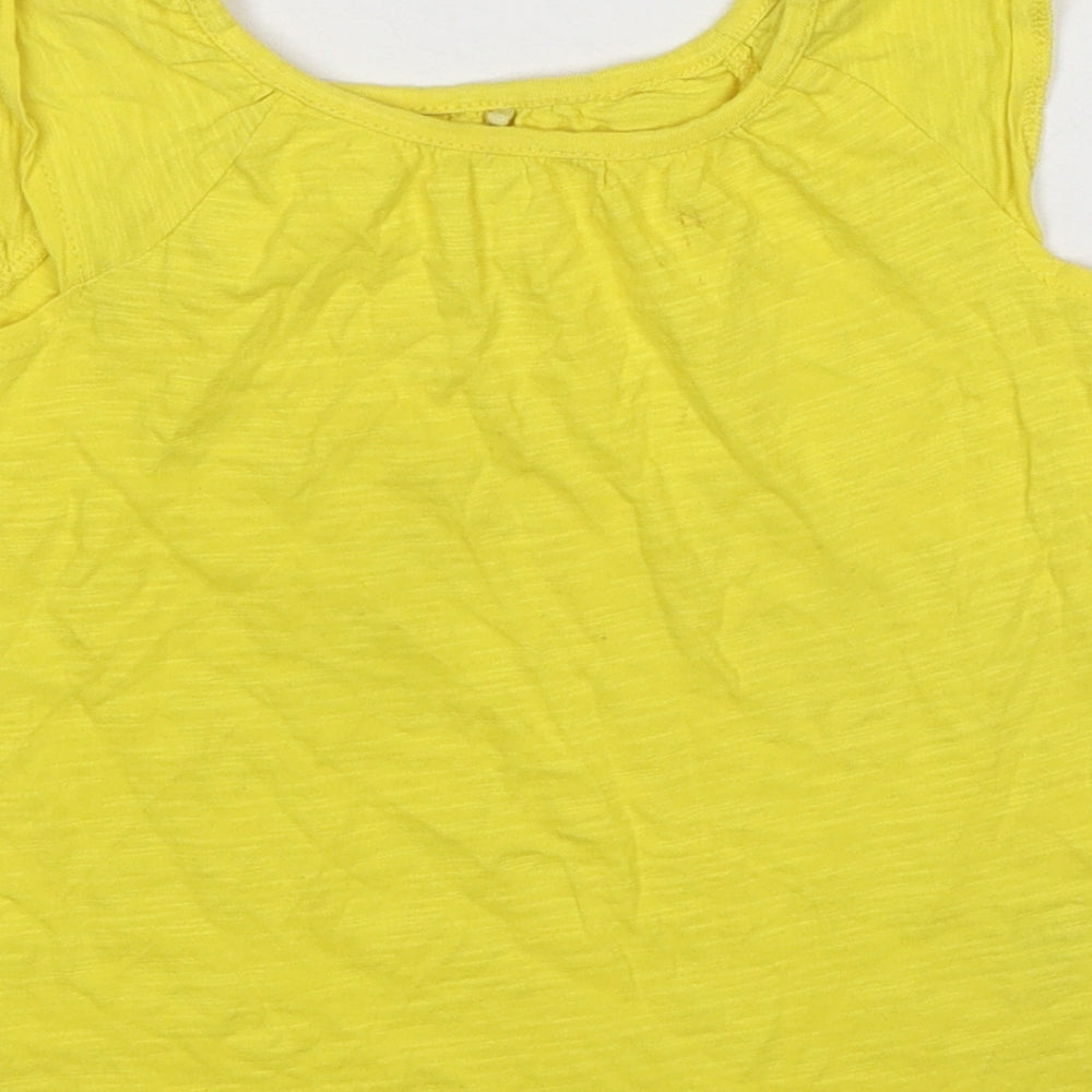 Marks and Spencer Girls Yellow Cotton Basic T-Shirt Size 4-5 Years Round Neck Pullover