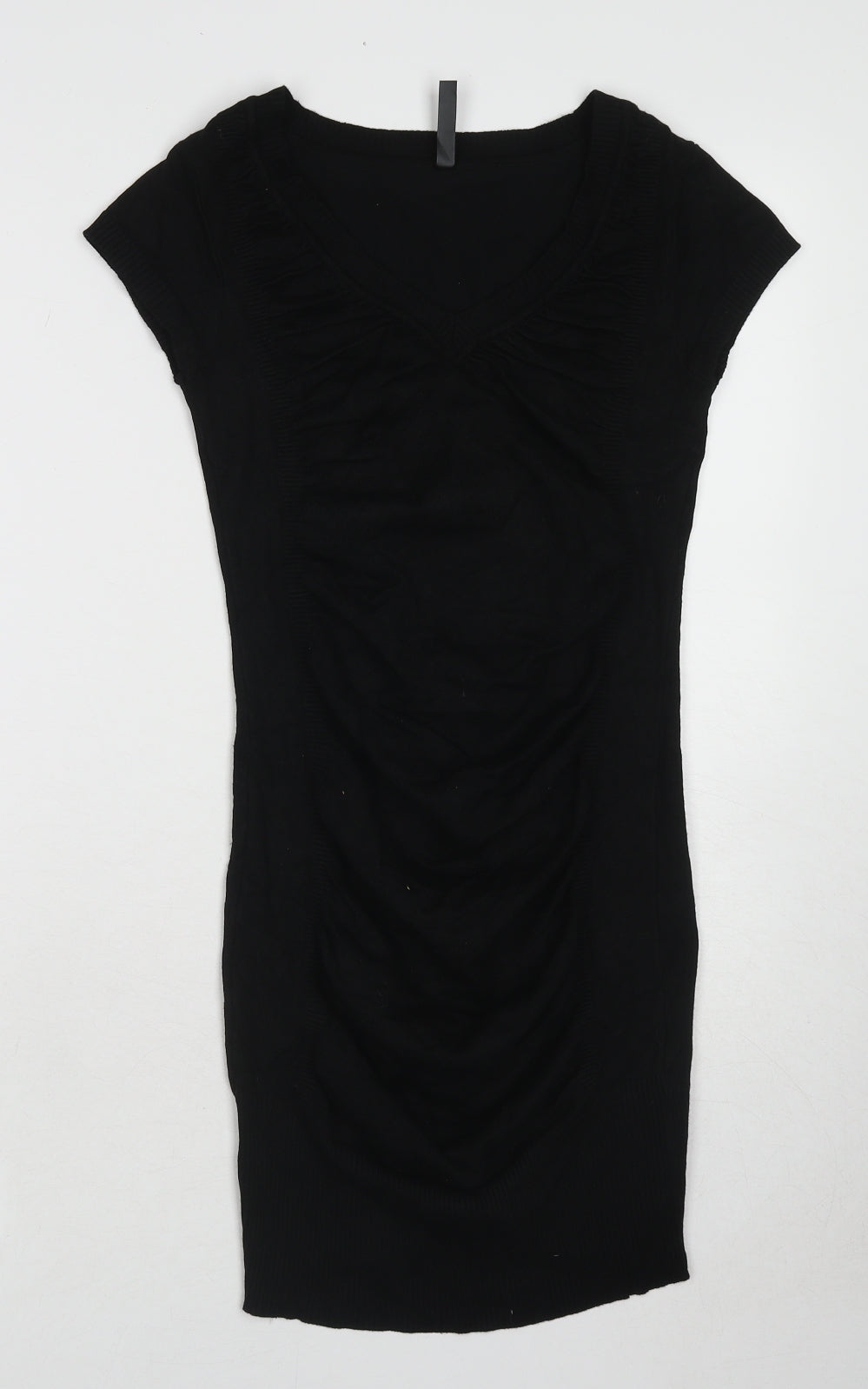 Horia Jeans Womens Black Viscose Jumper Dress Size S V-Neck Pullover