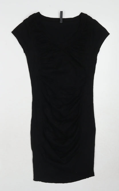 Horia Jeans Womens Black Viscose Jumper Dress Size S V-Neck Pullover