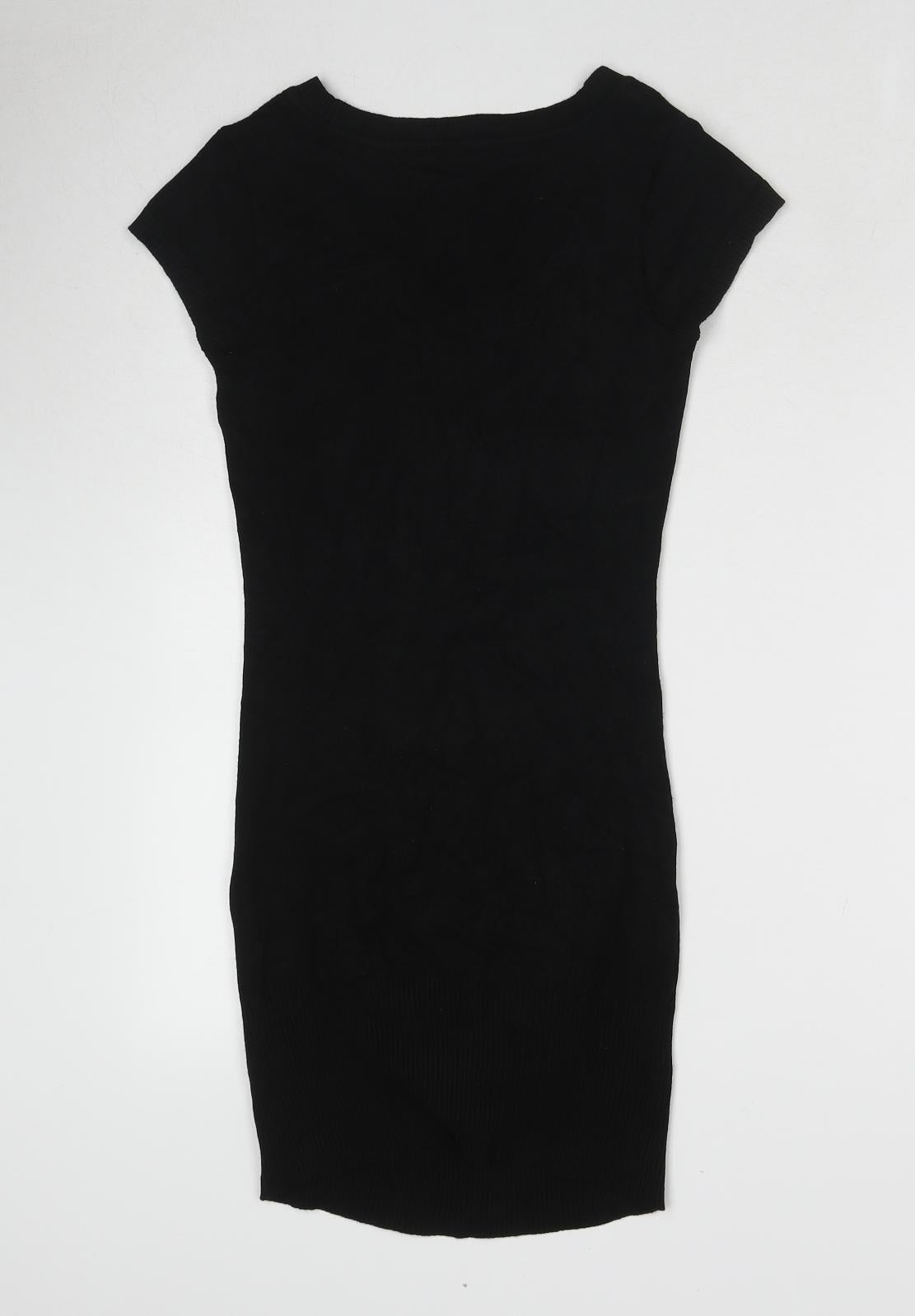 Horia Jeans Womens Black Viscose Jumper Dress Size S V-Neck Pullover