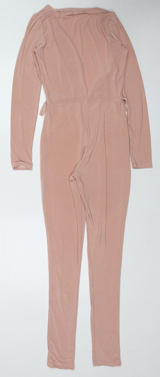 PRETTYLITTLETHING Womens Pink Viscose Jumpsuit One-Piece Size 8 Pullover