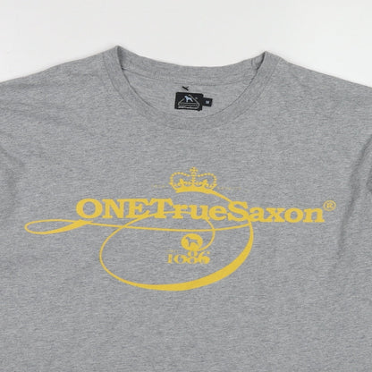 One True Saxon Womens Grey Cotton Basic T-Shirt Size M Round Neck - One True Saxon