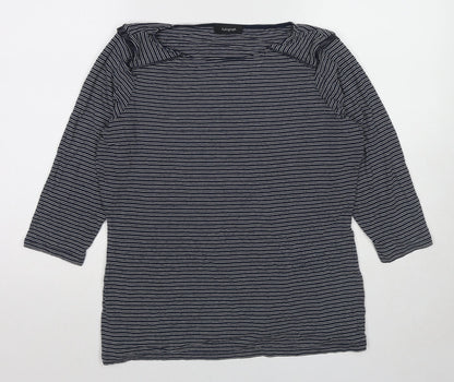Autograph Womens Blue Striped Viscose Basic T-Shirt Size 16 Round Neck