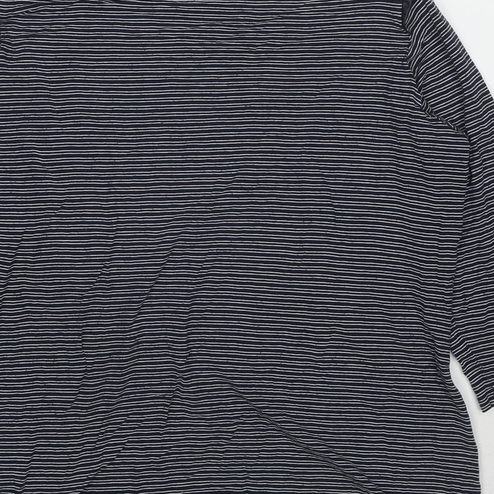 Autograph Womens Blue Striped Viscose Basic T-Shirt Size 16 Round Neck