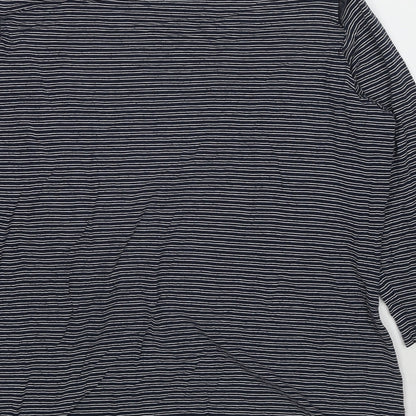 Autograph Womens Blue Striped Viscose Basic T-Shirt Size 16 Round Neck