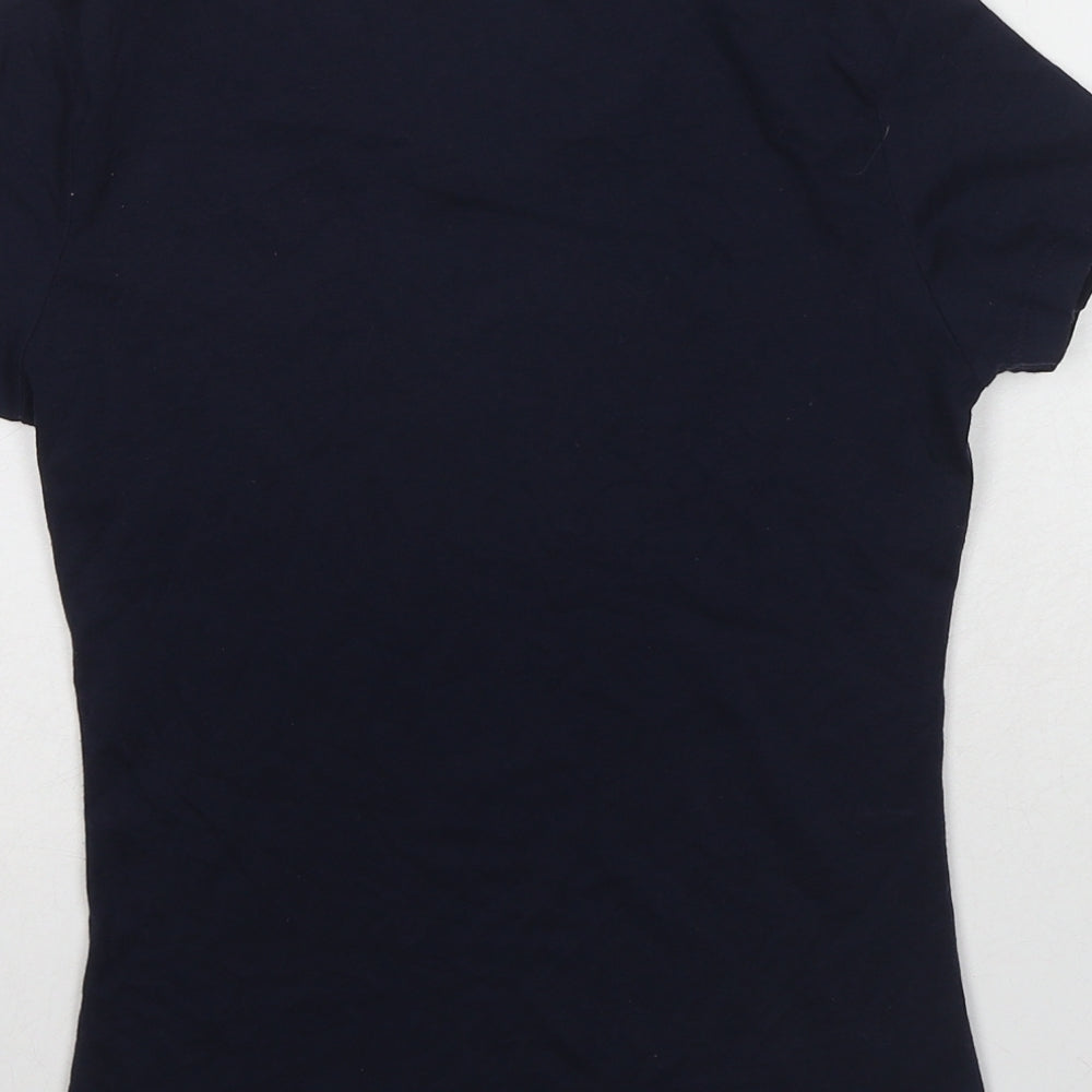 Maria Womens Blue Cotton Basic T-Shirt Size S Round Neck - Tic-Tac-Toe