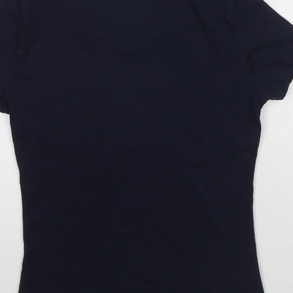 Maria Womens Blue Cotton Basic T-Shirt Size S Round Neck - Tic-Tac-Toe