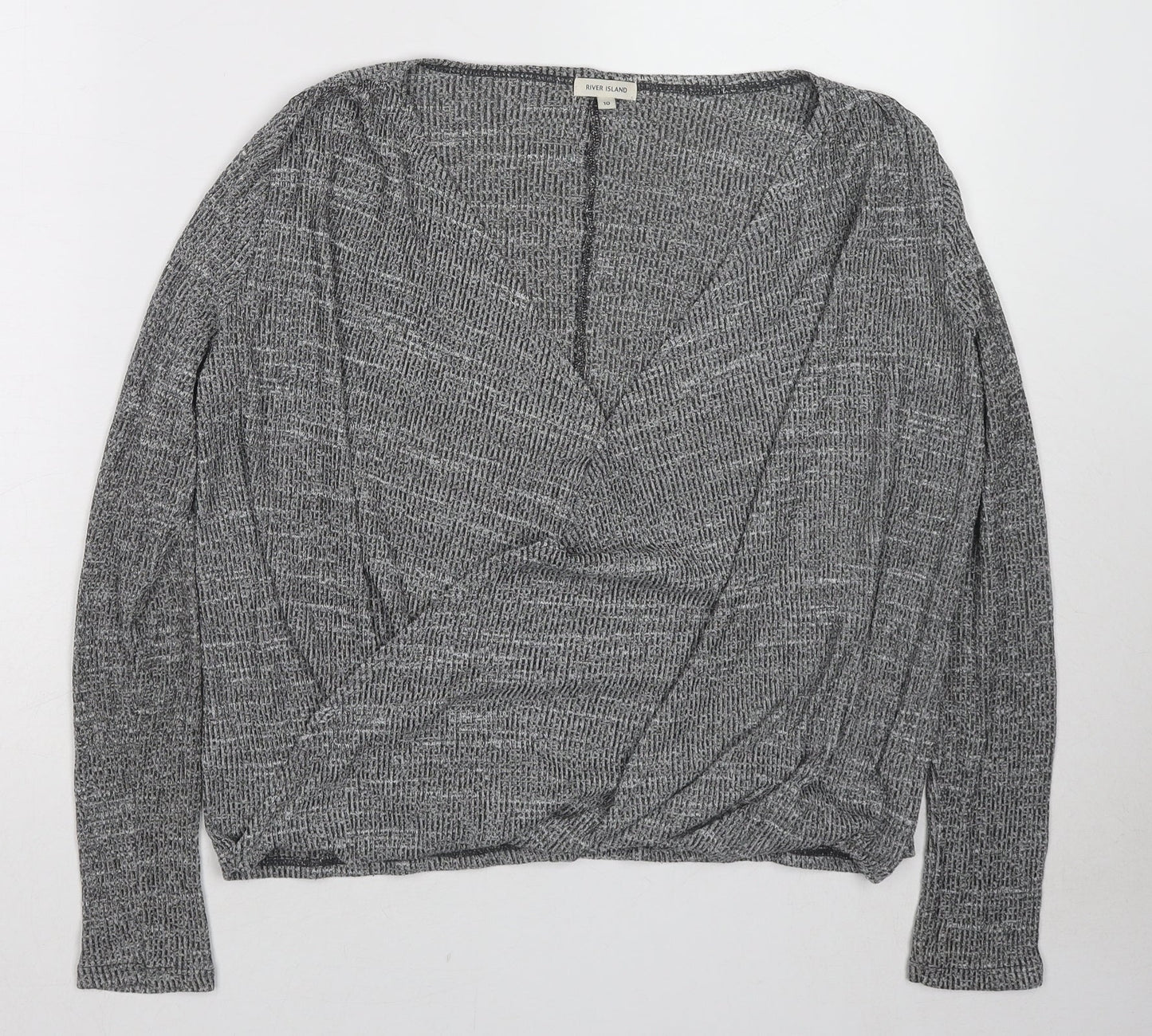 Womens UK Size 10 River Island Grey Basic Blouse
