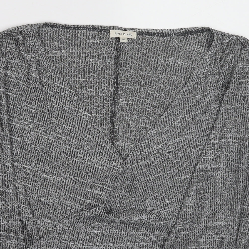 Womens UK Size 10 River Island Grey Basic Blouse